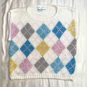 Vintage Hand Loomed Pastel Currants Sweater Vest